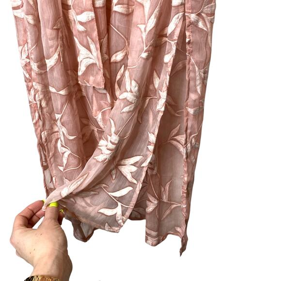 Zara Sheer Embroidered Pink Midi Dress size Small - Picture 4 of 6